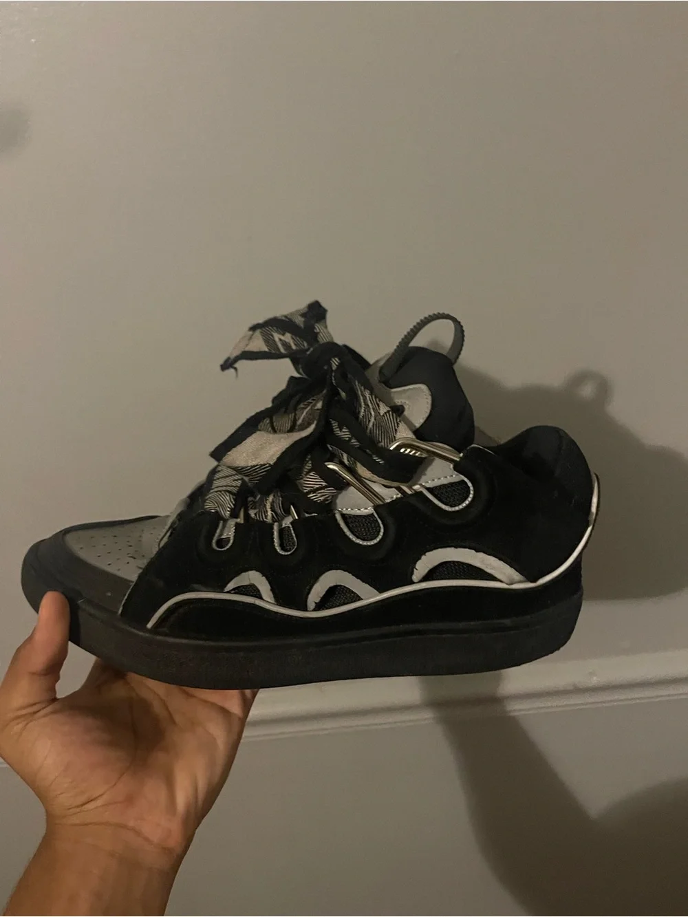 Kids Black and Gray High-Top Sneakers